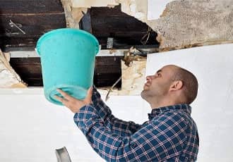 Water-damaged ceiling restoration